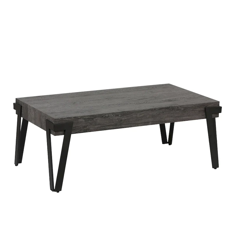 Industrial Coffee Table with Black Hairpin Legs – Grey Oak / Walnut, Modern Style
