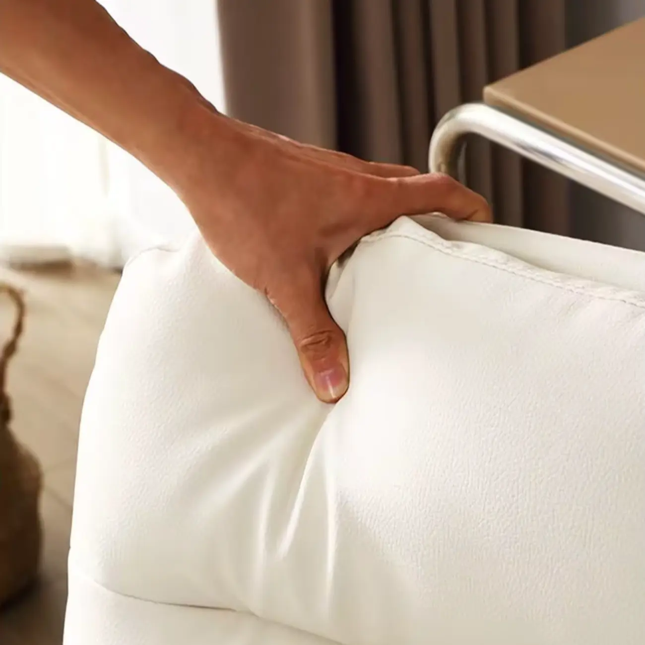 Elegant Beige Leather Swivel Ergonomic Office Chair