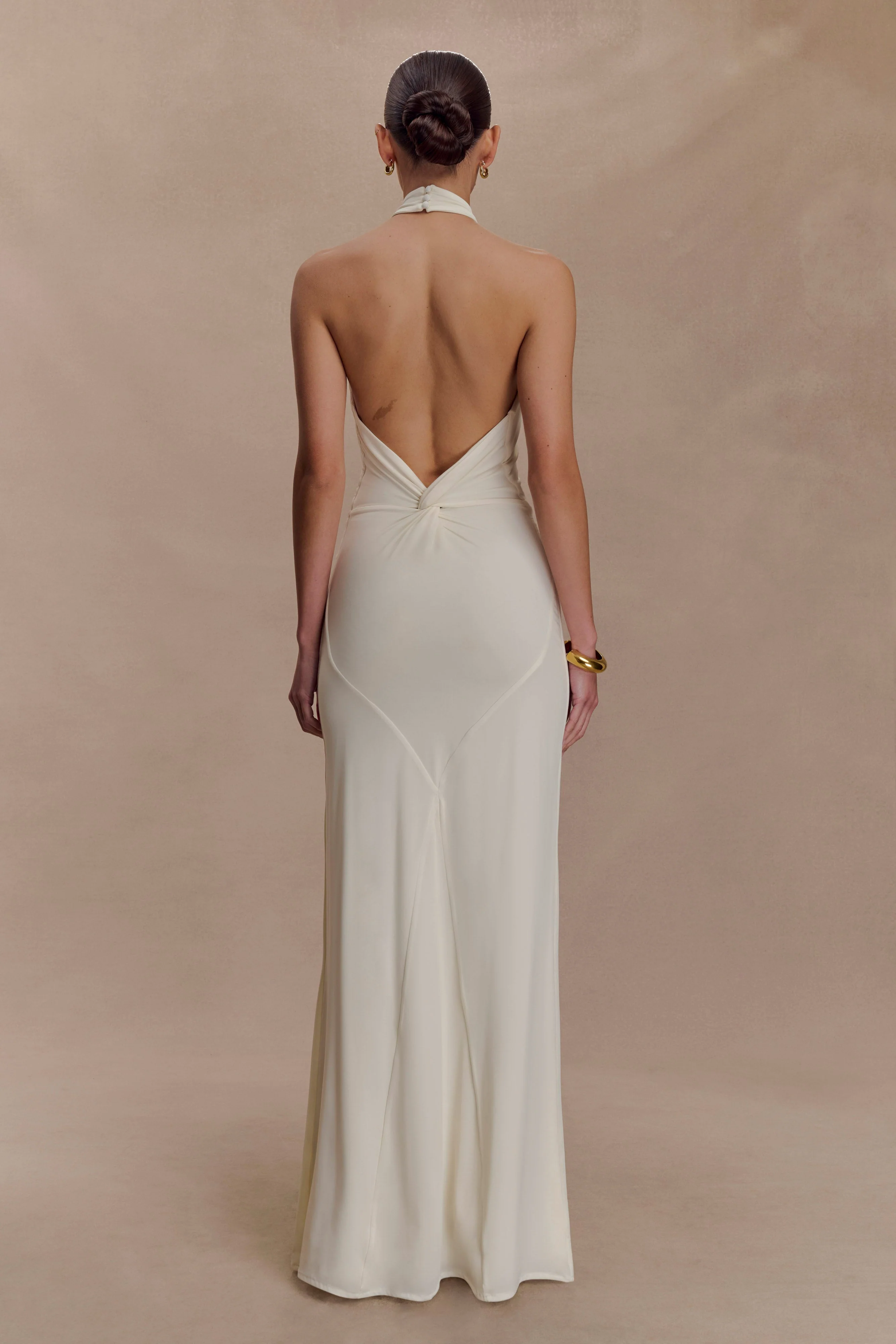 Elyna Slinky Halter Maxi Dress - Ivory