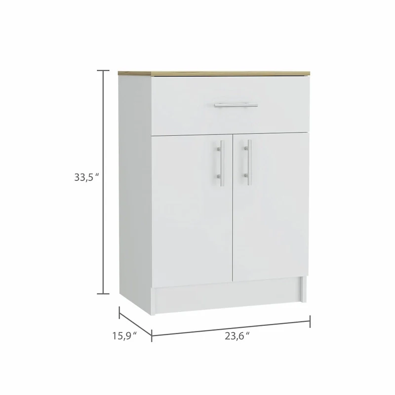 White & Light Oak Pantry Cabinet – Freestanding, 1-Unit