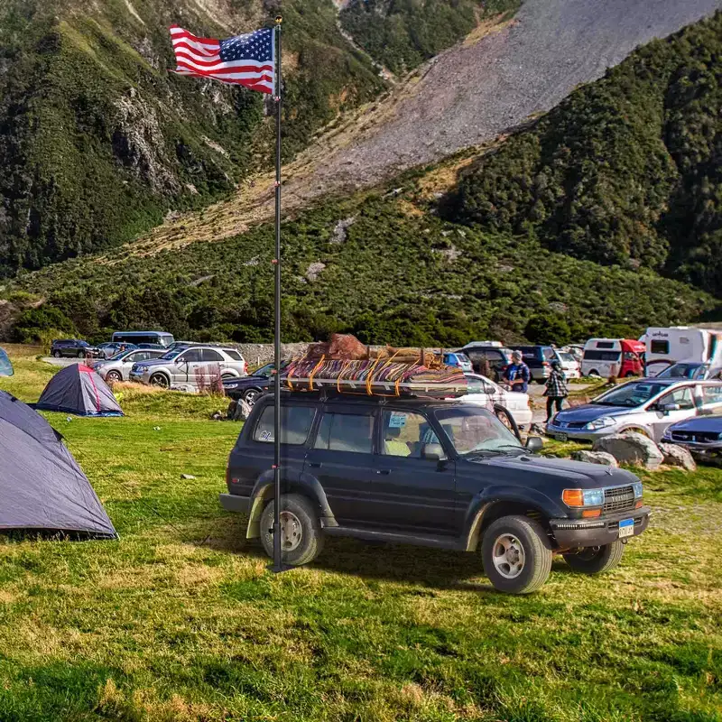 Yescom Flag Pole Tire Mount Portable Metal Tailgate Camping 20ft 25ft 30ft Adjustable Flagpole Holder Black