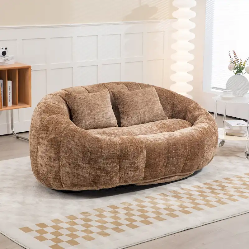 Coffee Modern 59  Chenille Loveseat Chaise Lounge Chair