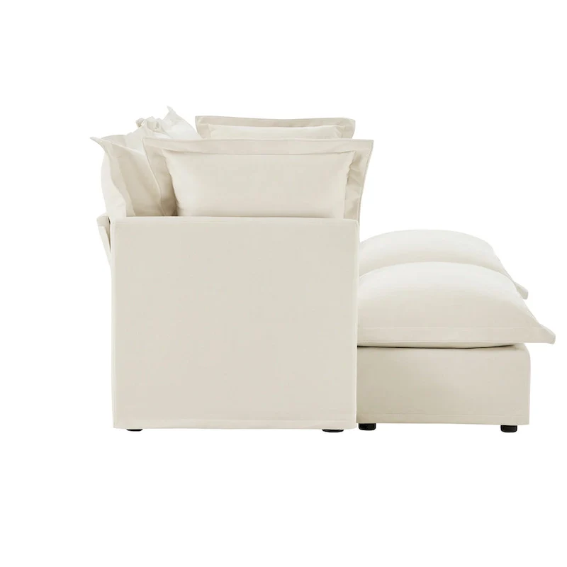 83.4 Chenille 2-Seater Sectional Sofa with Ottomans