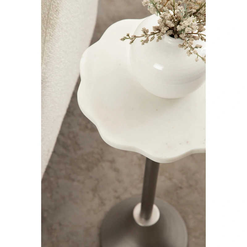 Kate and Laurel Sanzo Scalloped Marble and Metal Drink Table