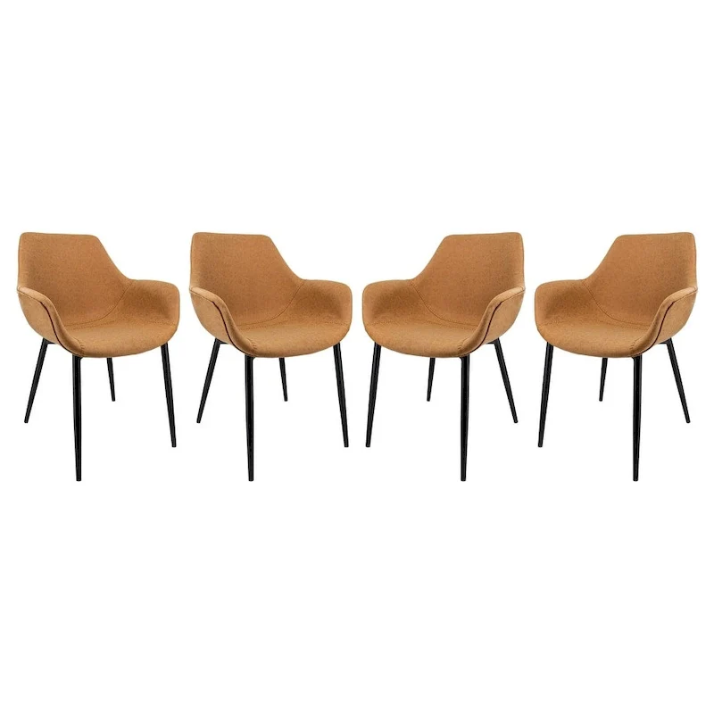 Leather Dining Chair with Iron Legs Set of 4 Modern Accent Armchair