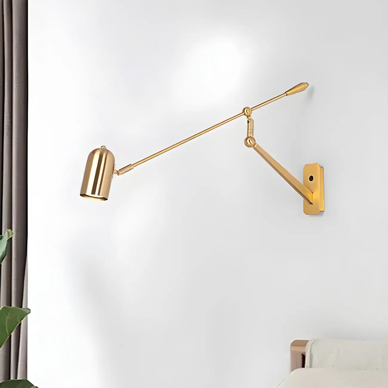 Gold Metal Cylinder Shade Swing Arm Wall Light