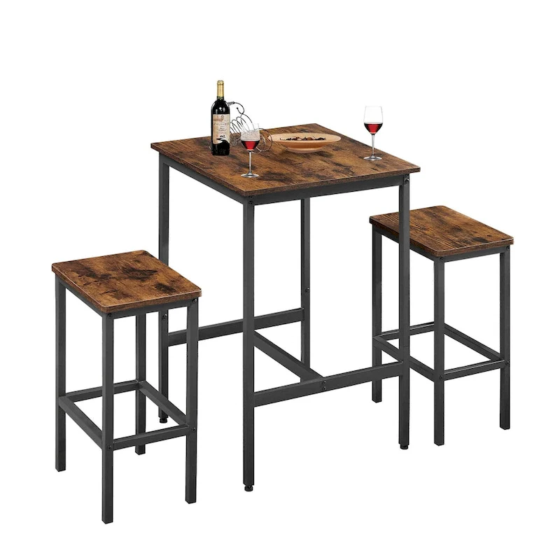 Square Bar Table with 2 Bar Chairs