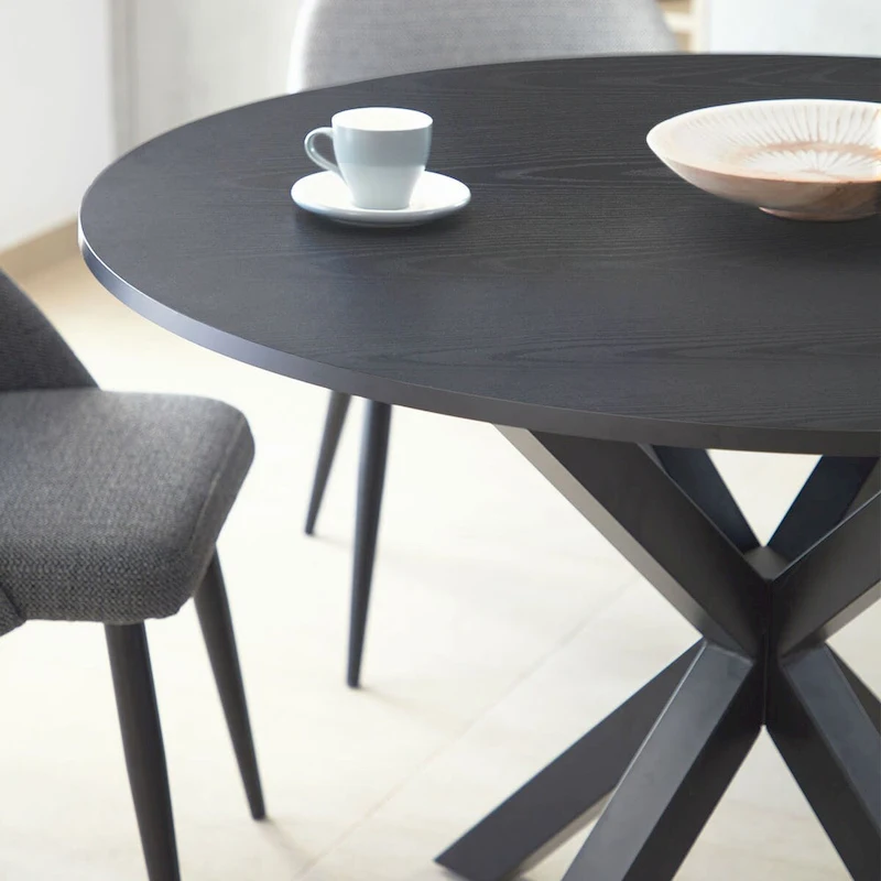 Round Wood Top Dining Table - Black