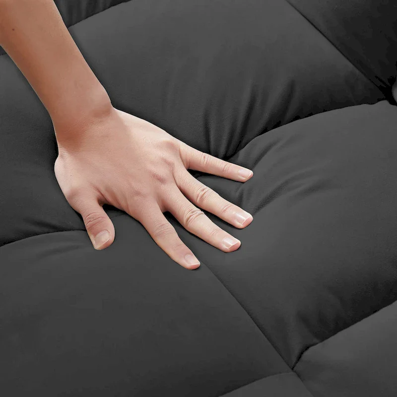 Black 55.2 Velvet Pull-Out Sofa Bed with Toss Pillows and Pockets