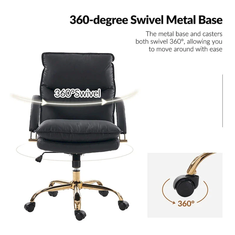 Leona Modern Faux Leather Adjustable Height Tilting Office Chair with Swivel Base by HULALA HOME