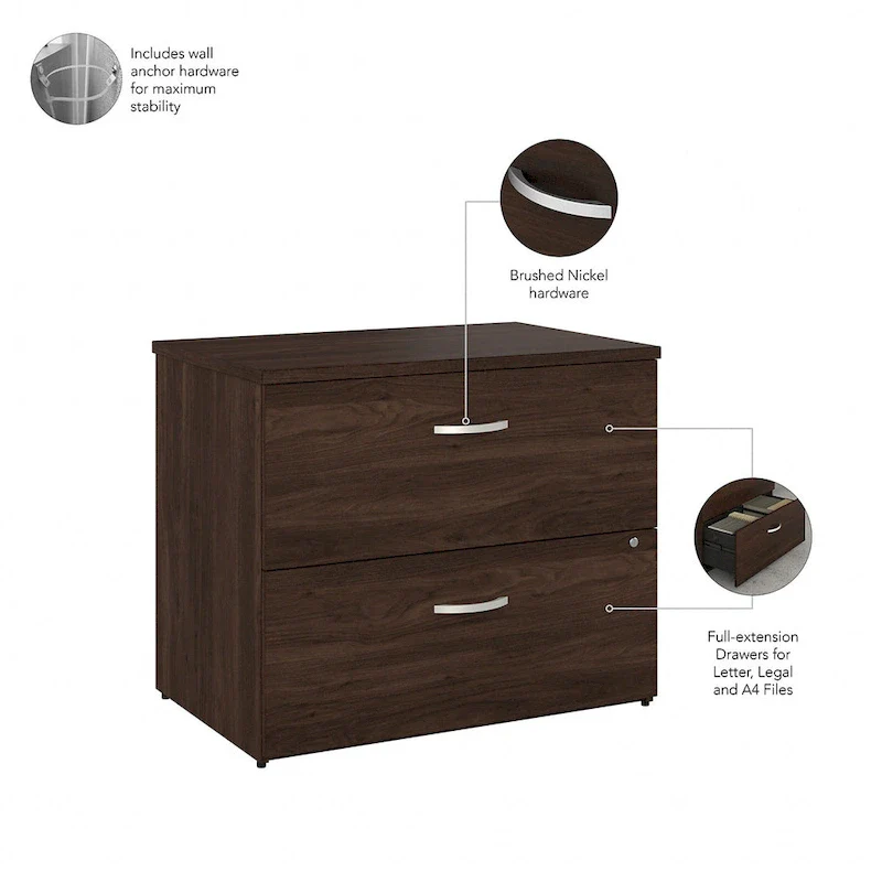 2-Drawer Lateral File Cabinet with Open Shelves