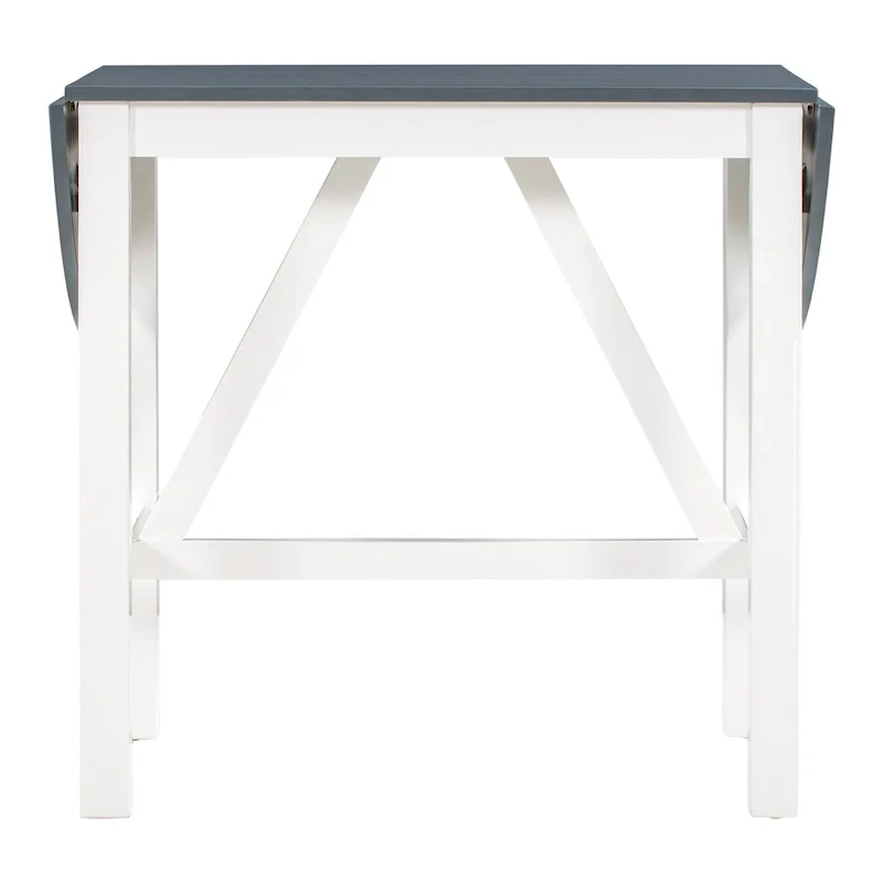 Rustic Style Wooden 3-Piece Dining Table Set with Drop Leaf and 2 Upholstered Dining Chairs