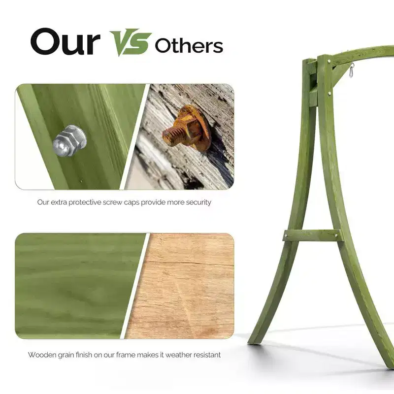 Karl Home 80 in. 3-Person Green Wood Patio Swing Stand