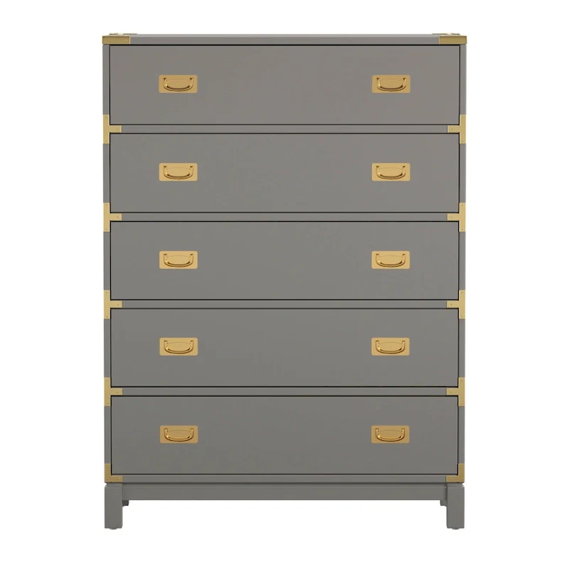 5-Drawer Gold Accent Chest