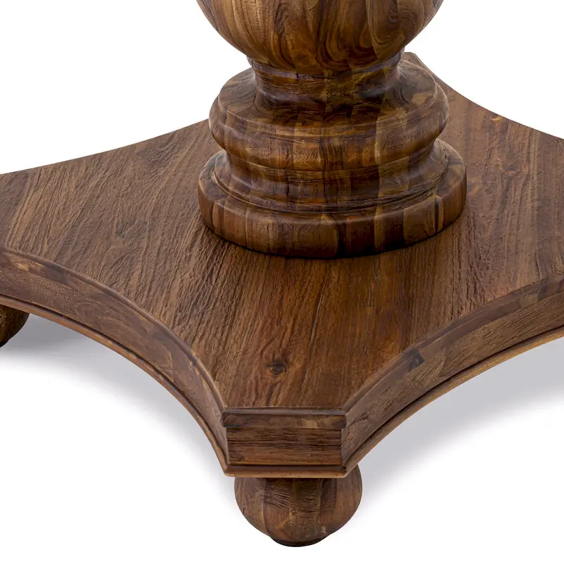Distressed Jacobean / Antique Walnut Round Pedestal Dining Table – Seats up to 6