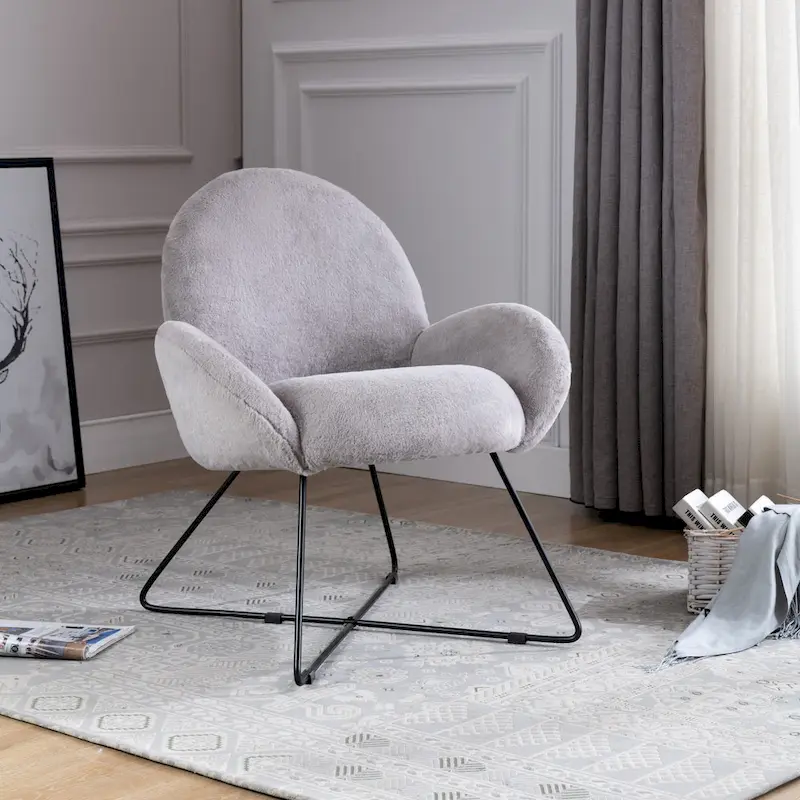 Rowen Modern Fleece Upholstered Accent Chair with Arm