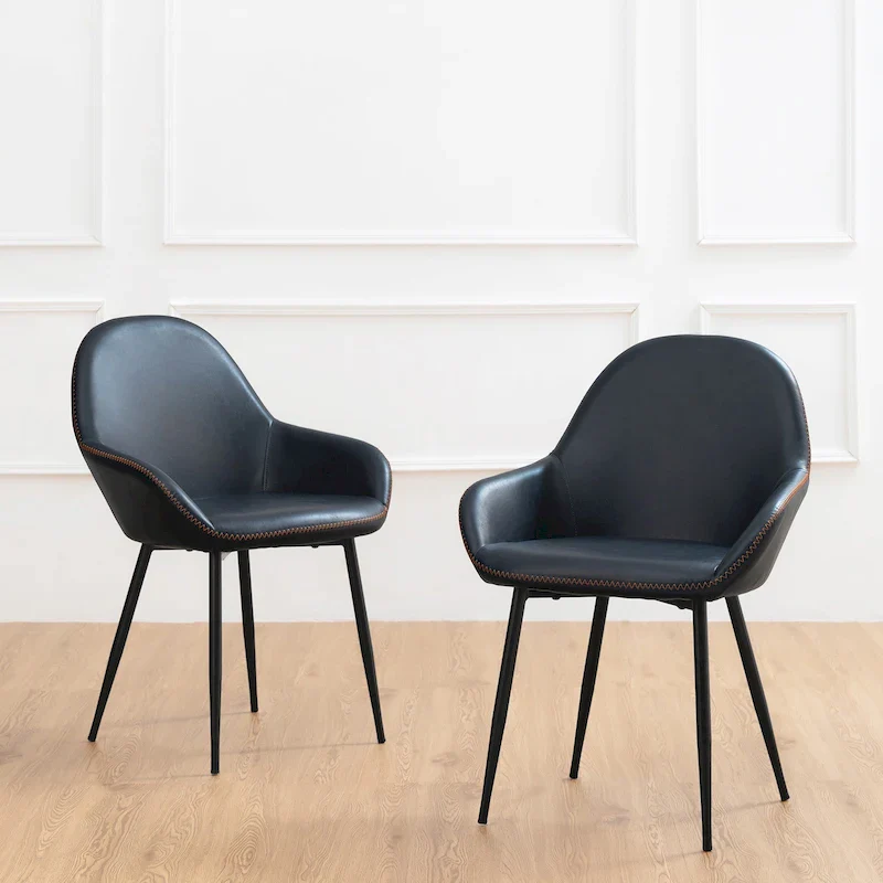 Glitzhome Set of 2/4/6 Mid-Century Modern Faux Leather Accent Dining Chairs