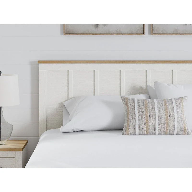 White & Brown Two-Tone Panel Headboard – Queen / King / Full