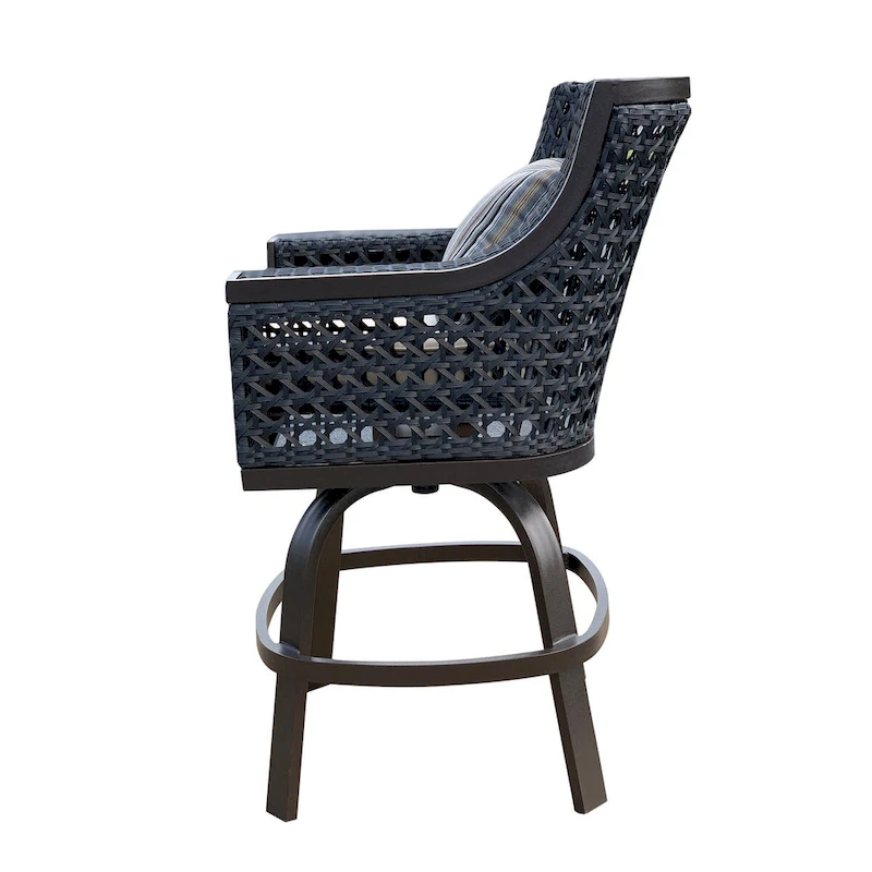 Monterey Patio Motion Swivel Bar Stool Chair with Accent Pillow - N/A