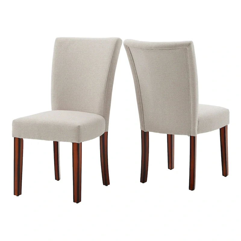 Beige / Charcoal / Grey Upholstered Parson Dining Chair, Set of 2
