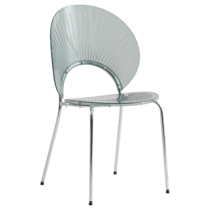 LeisureMod Opulent Plastic Dining Side Chair in Chrome Base