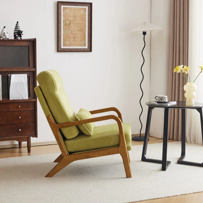 High Back Solid Wood Armrest Backrest Leisure Chair Accent Chair