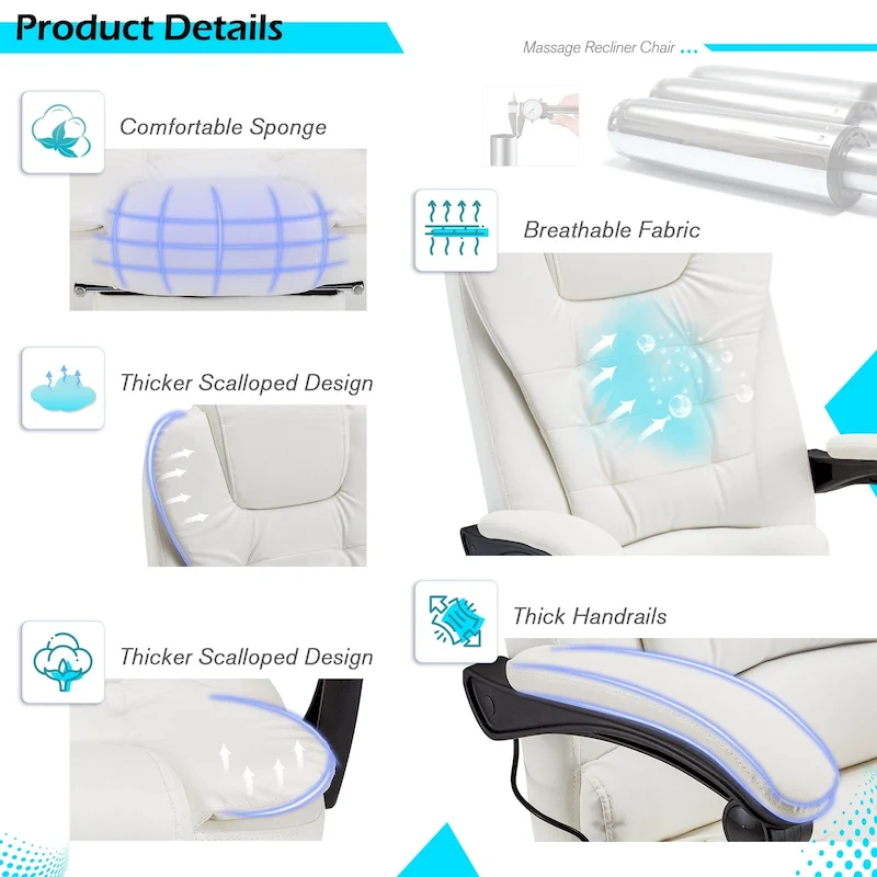 AECOJOY Heated Executive Office Chair w/ Massage &Adjustable Height