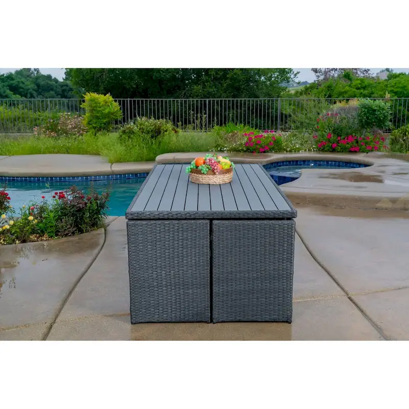 Dalia 9 Piece Dining Set Outdoor Patio Furniture Wicker Rattan Resin