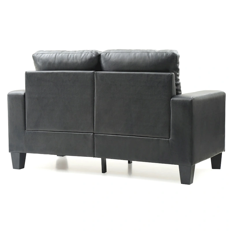 Newbury 58 in. W Flared Arm Faux Leather Straight Sofa - 32L x 58W x 36H