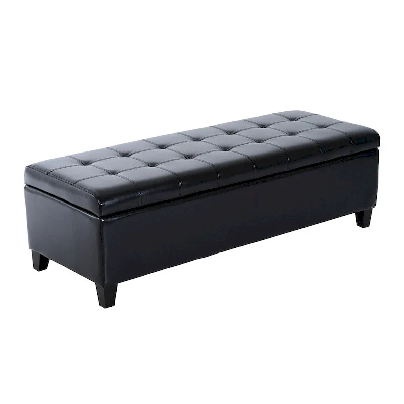 HomCom 51 PU Leather Tufted Storage Ottoman Bench - 19*50.25*16