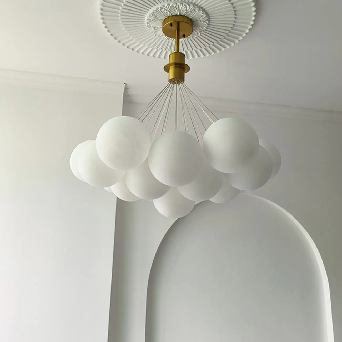 White Matte Glass Shade Multi Globe Light Chandelier