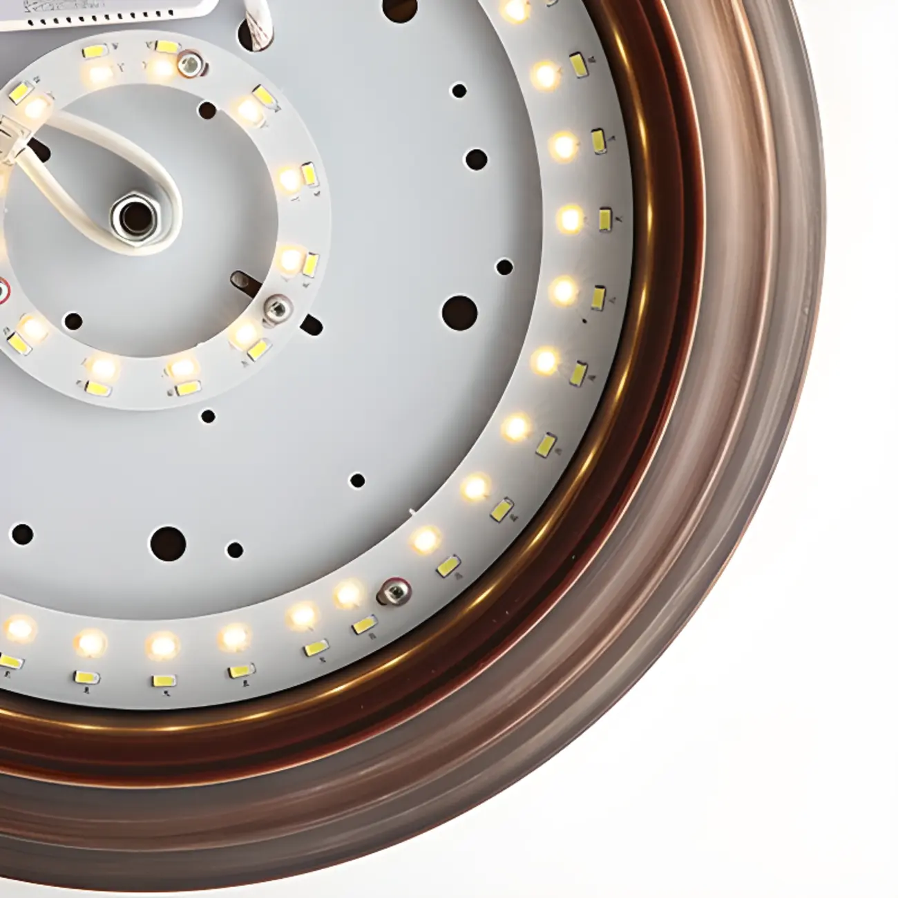 Classic Brown Metal Round Glass LED Flush Mount Ceiling Light