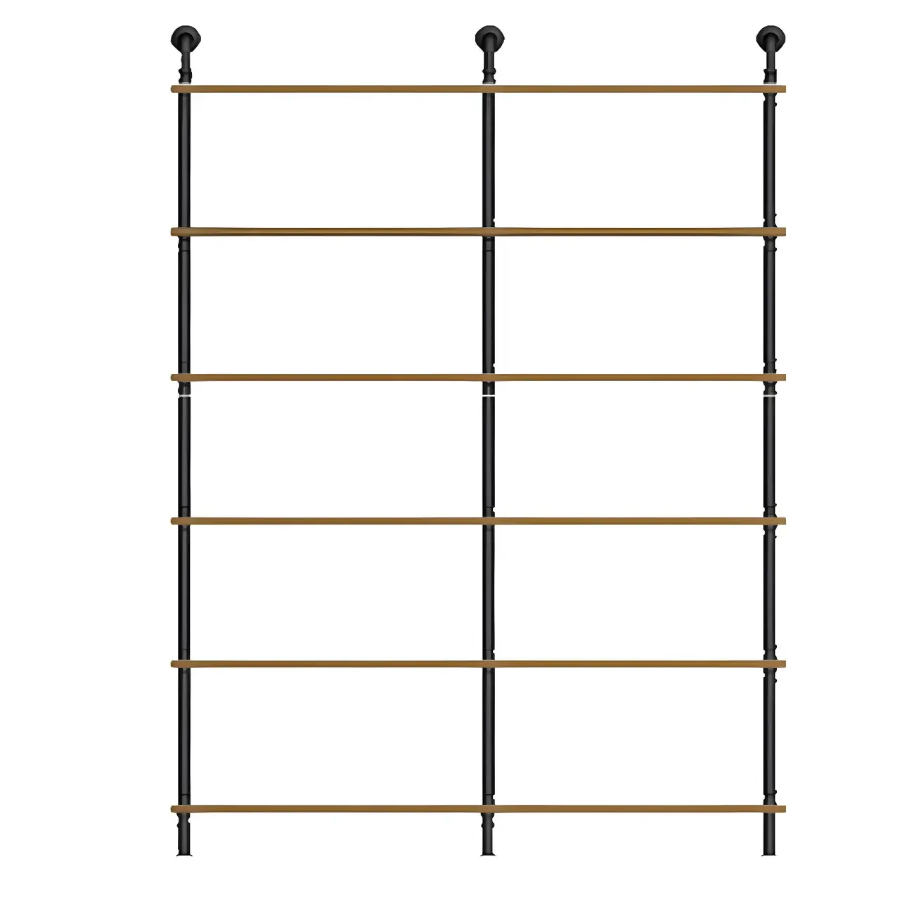 Industrial Black Wood Wall-Mounted Bookcase