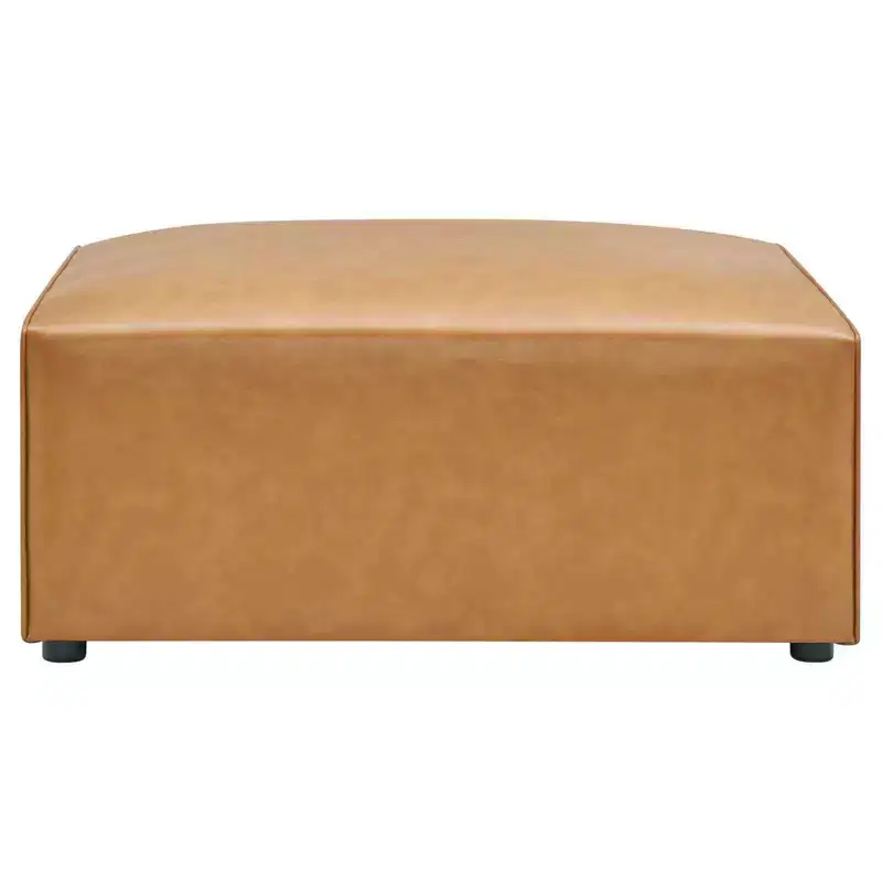 Mingle Vegan Leather Ottoman Velvet Tan - Modway: Modern Square Upholstered Padded Seat, Faux Leather, Wood Frame, 37"x37"x15.5"