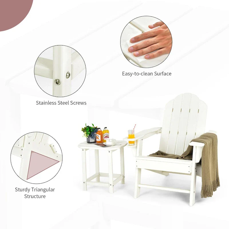 Costway 2PCS Patio Adirondack Chair Side Table Set Weather Resistant