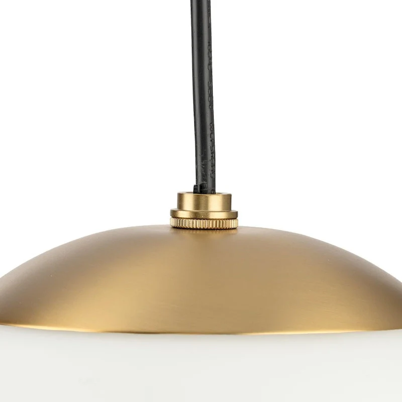Atwell Collection Brushed Bronze and Opal Glass Globe Large Hanging Pendant Light - 12 in x 12 in x 12.5 in