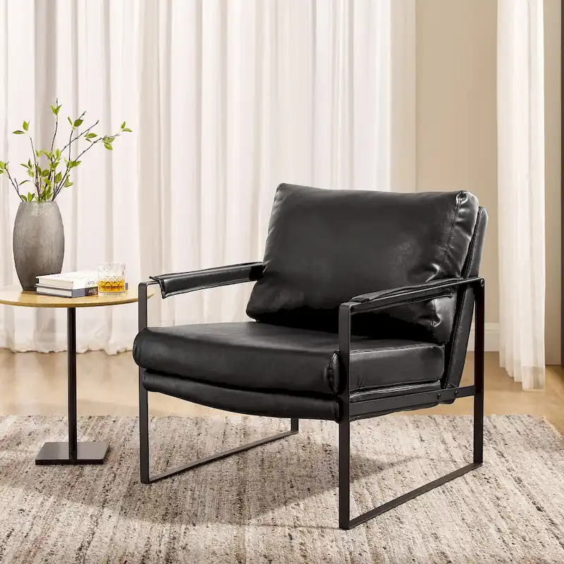 Art Leon Modern PU Leather Upholstered Arm Chair with Steel Frame