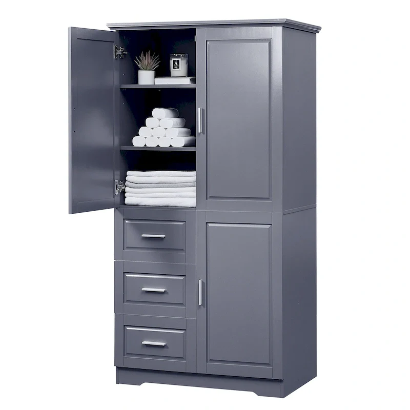 Tall Storage Cabinet with Doors and Drawers