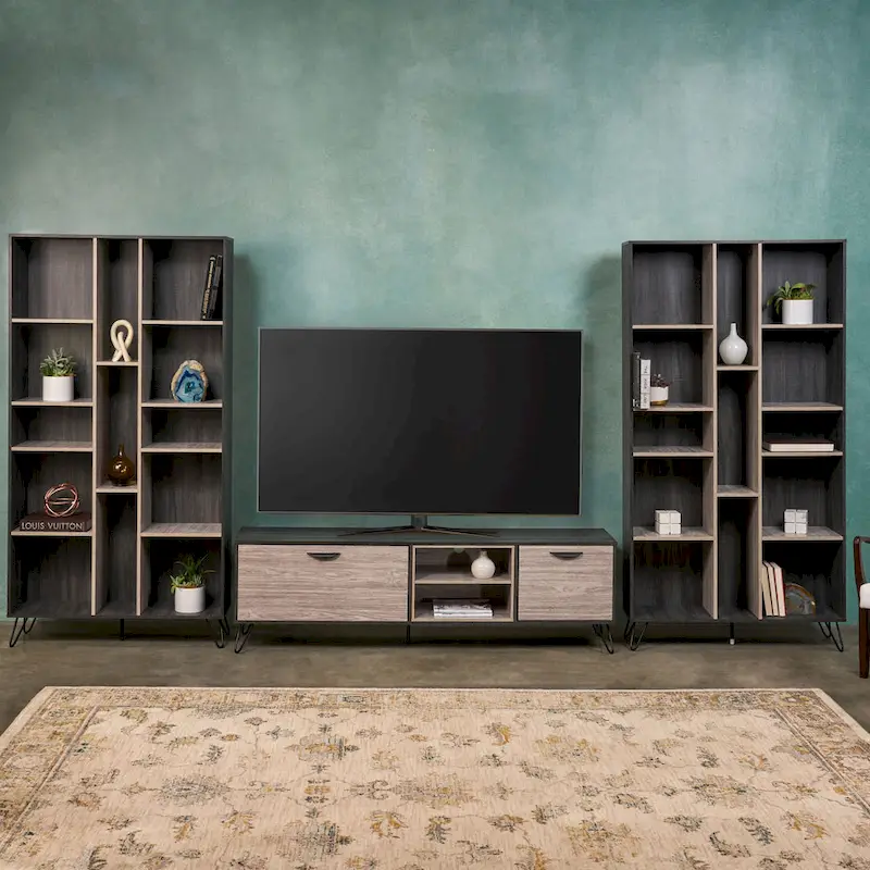Bramhall 3-pc. Grey Faux Wood Entertainment Center