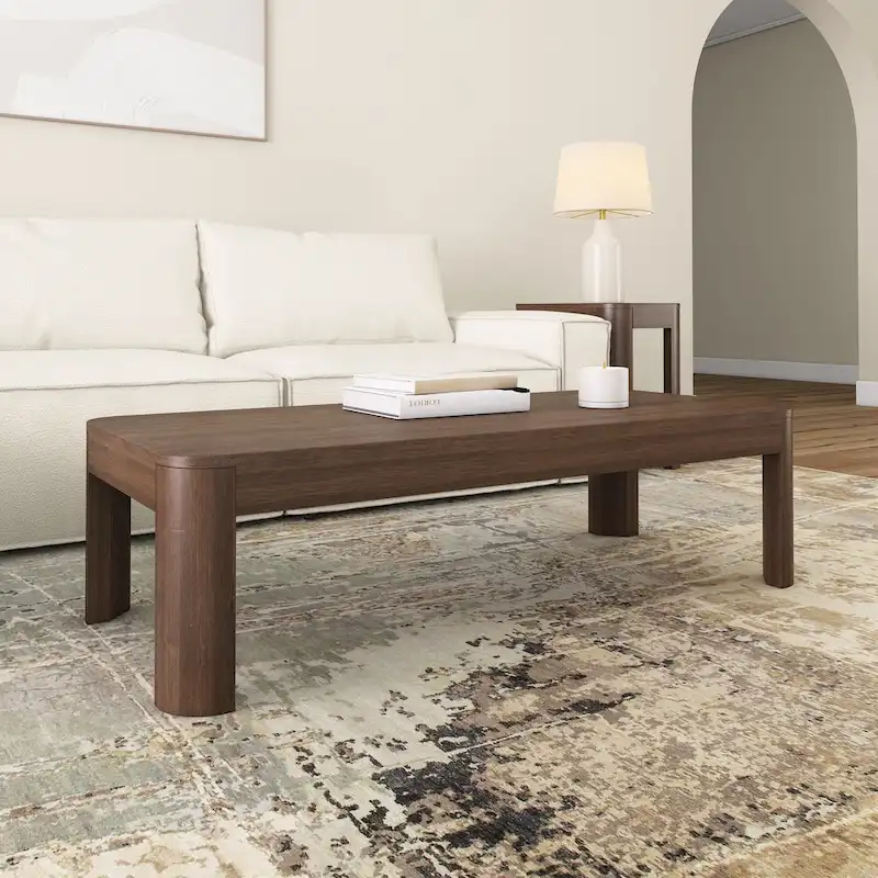 Plank and Beam Contour Curved Rectangular Coffee Table - 54
