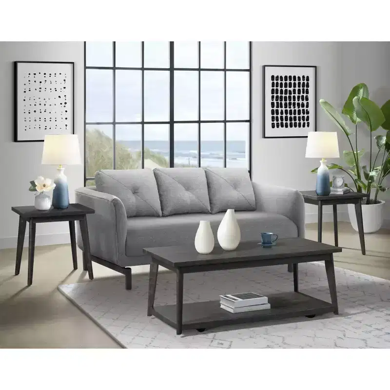 Rory Occasional Table Set Black - Picket House Furnishings: Sleek Mid-Century, 3-Piece Living Room Tables