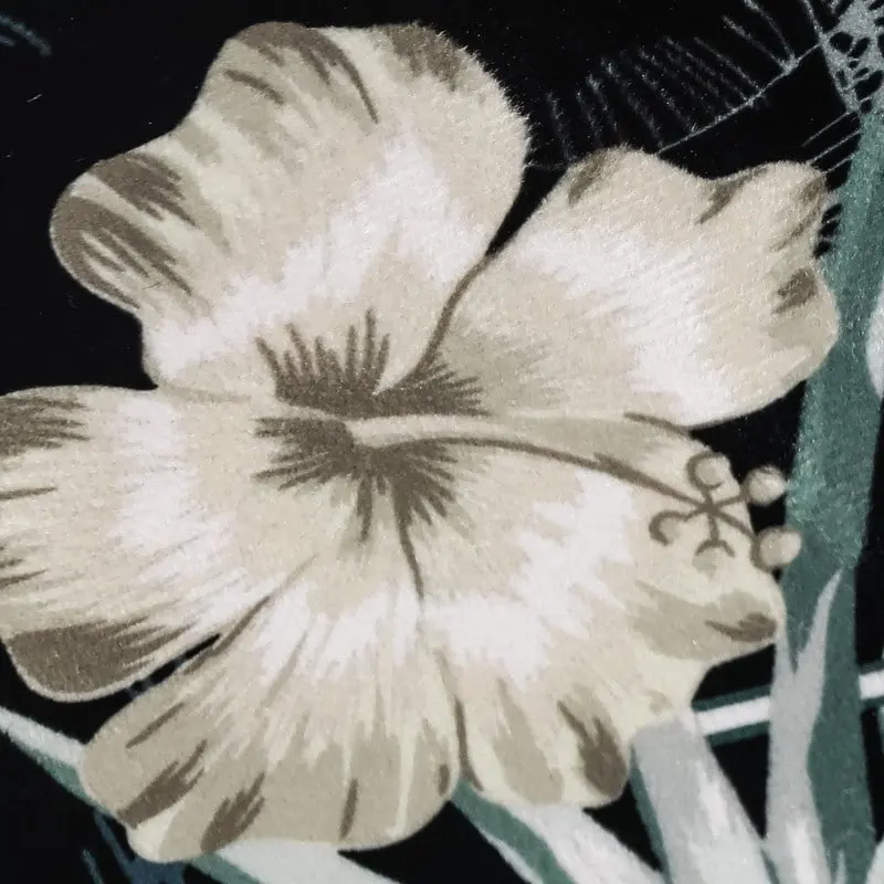 Adeco Round Flower Velvet Ottoman Foot Stool with Gold Trim Foot Rest