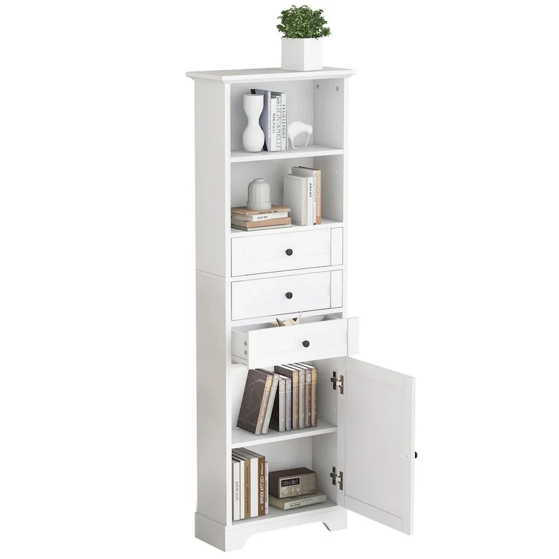 68 Tall Freestanding Bathroom Cabinet with 3 Drawers and Adjustable Shelves