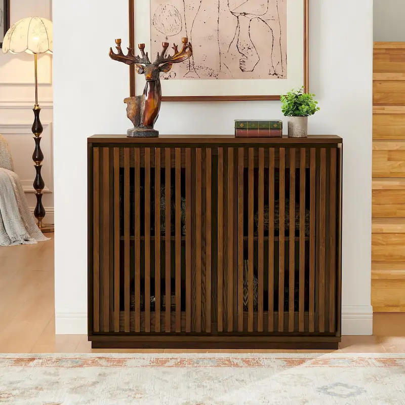 Rustic Brown Round End Table with Lower Shelf