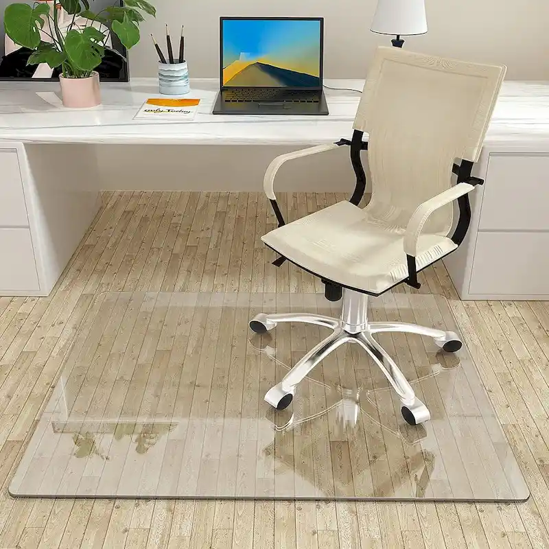Clear Tempered Glass Office Chair Mat for Hard Floors, 1-Person, 46 x 36 in