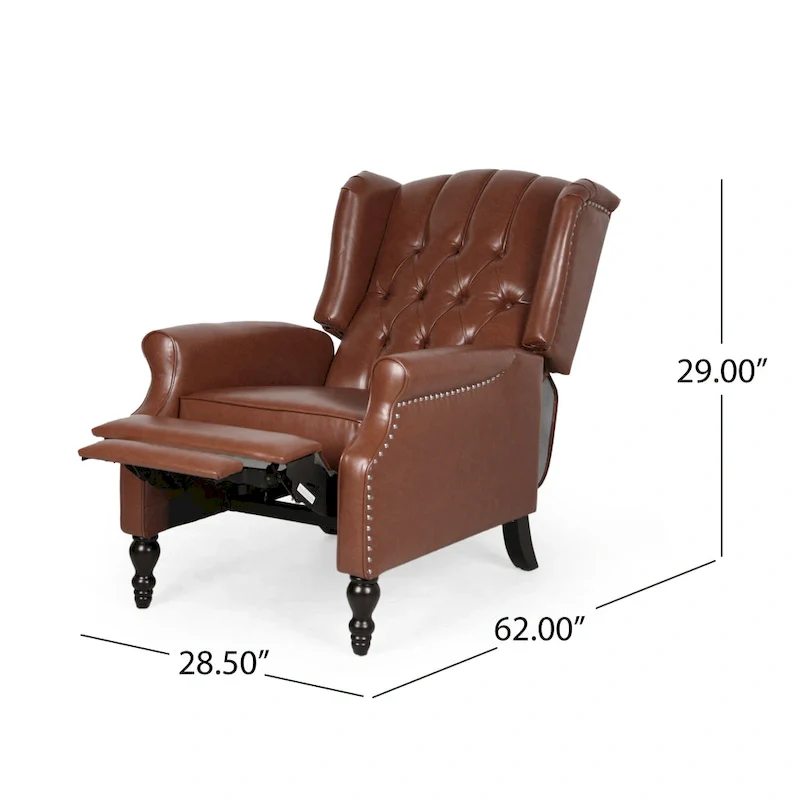 Classic Tufted Bonded Leather Recliner Set (2-Piece) with Nailhead Trim