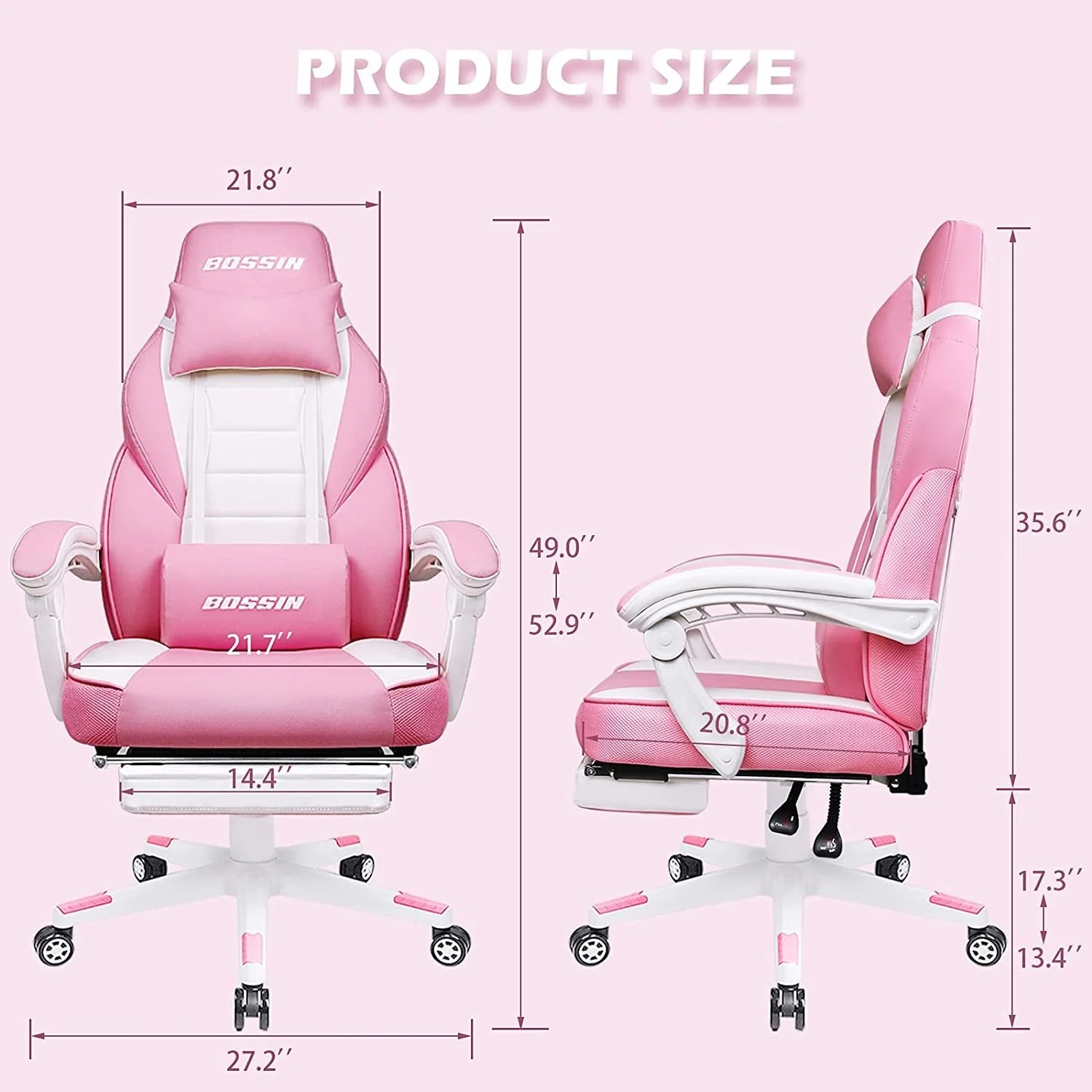 BOSSIN Racing Style Gaming Chair,300 lbs Big and Tall gamer chair High Back Computer Chair
