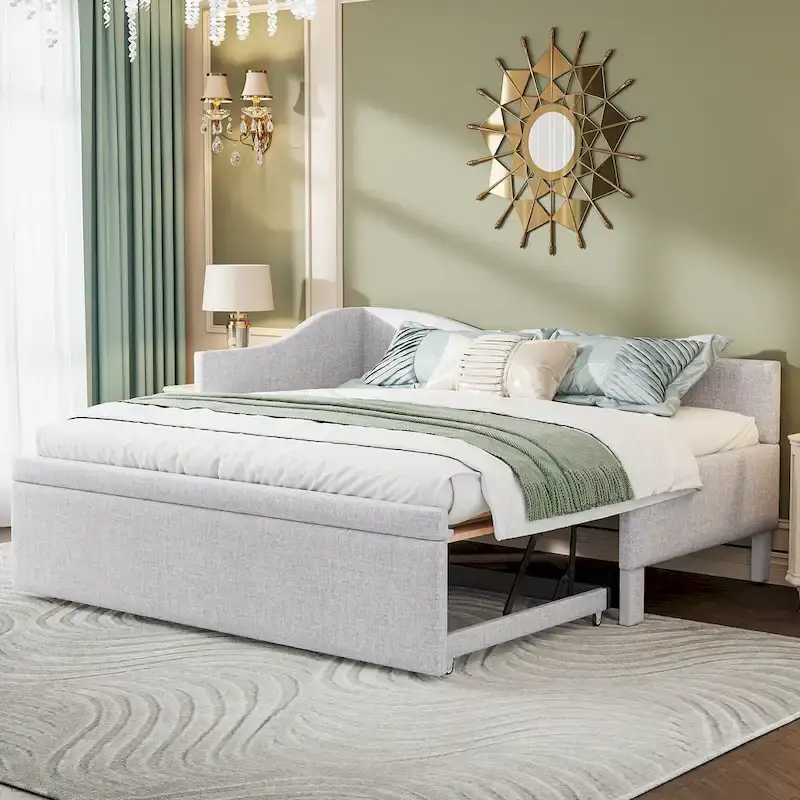 Twin L-Shaped Daybed with Pop-Up Trundle