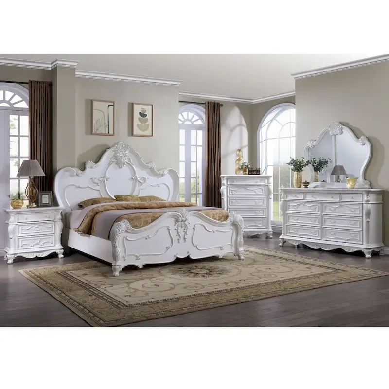 Furniture of America Eugene Traditional Solid Wood 3-Piece Panel Bedroom Set