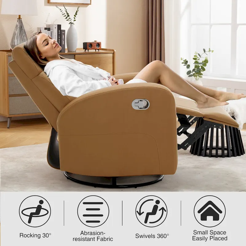 Faux Leather Swivel Rocking Recliner - Single Seater